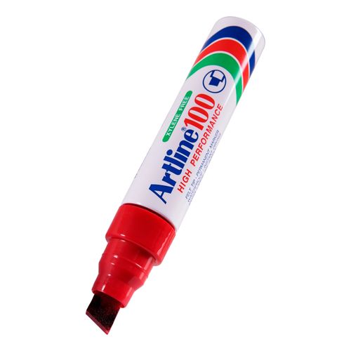 Artline 100 Permanent Marker 7.5-12mm Chisel Nib Red - Sold Each (6 per Box)