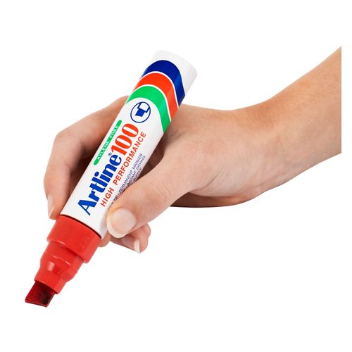 Artline 100 Permanent Marker 7.5-12mm Chisel Nib Red - Sold Each (6 per Box)