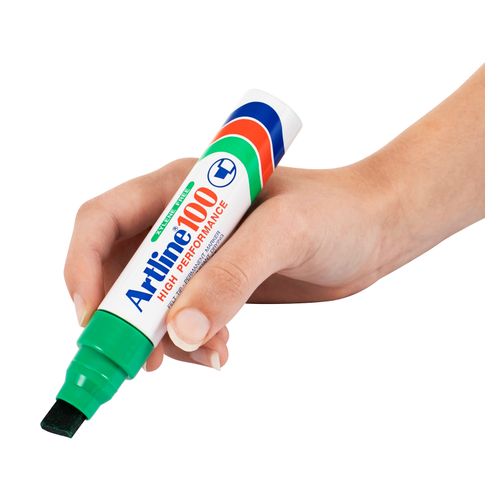 Artline 100 Permanent Marker 7.5-12mm Chisel Nib Green - Sold Each (6 per Box)