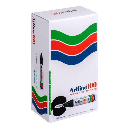 Artline 100 Permanent Marker 7.5-12mm Chisel Nib Green - Sold Each (6 per Box)