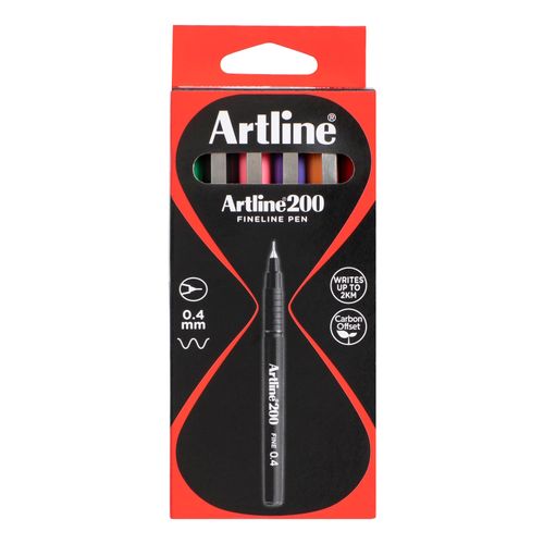 Artline 200 Fineliner Pen 0.4mm Assorted Box 12