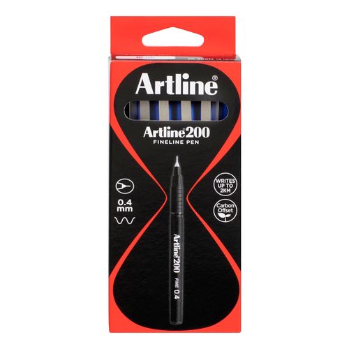 Artline 200 Fineliner Pen 0.4mm Blue - Sold Each (12 per Box)
