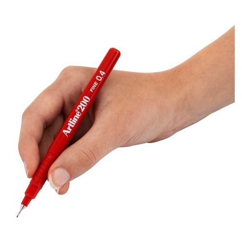 Artline 200 Fineliner Pen 0.4mm Red - Sold Each (12 per Box)