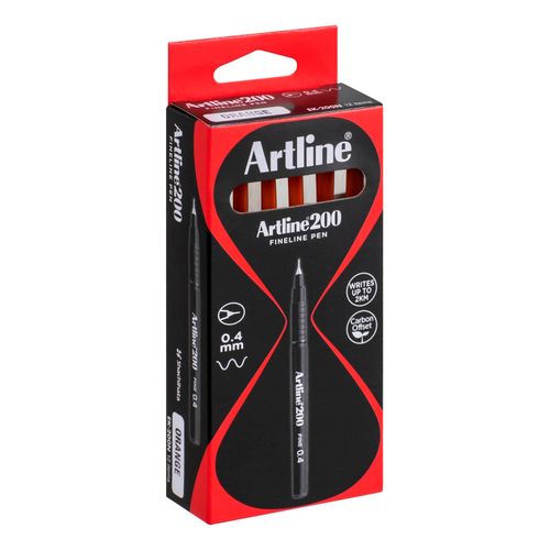 Artline 200 Fineliner Pen 0.4mm Orange - Sold Each (12 per Box)