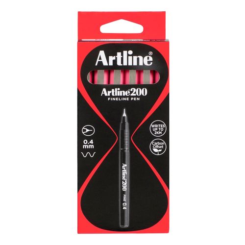 Artline 200 Fineliner Pen 0.4mm Pink - Sold Each (12 per Box)