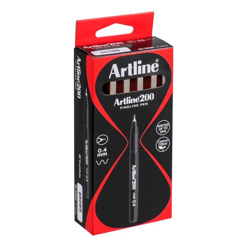Artline 200 Fineliner Pen 0.4mm Brown - Sold Each (12 per Box)