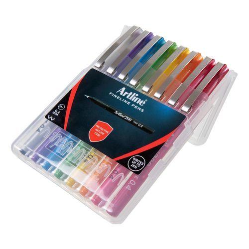 Artline 200 Fineliner Pen 0.4mm Brights Assorted Wallet 8
