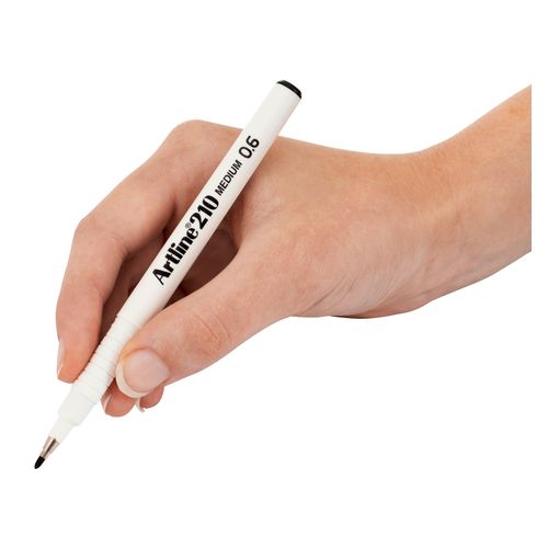 Artline 210 Fineliner Pen 0.6mm Black - Sold Each (12 per Box)