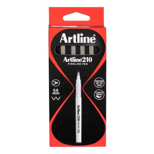 Artline 210 Fineliner Pen 0.6mm Black - Sold Each (12 per Box)