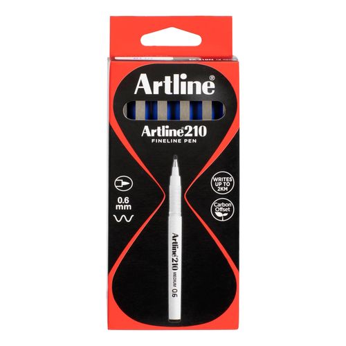Artline 210 Fineliner Pen 0.6mm Blue - Sold Each (12 per Box)
