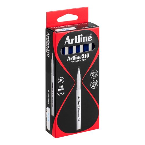 Artline 210 Fineliner Pen 0.6mm Blue - Sold Each (12 per Box)