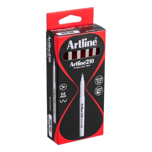 Artline 210 Fineliner Pen 0.6mm Red - Sold Each (12 per Box)