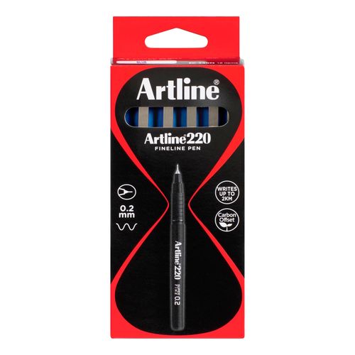 Artline 220 Fineliner Pen 0.2mm Blue - Sold Each (12 per Box)