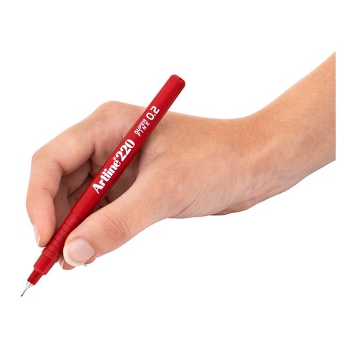 Artline 220 Fineliner Pen 0.2mm Red - Sold Each (12 per Box)