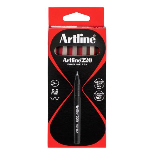 Artline 220 Fineliner Pen 0.2mm Red - Sold Each (12 per Box)