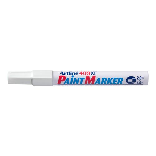 Artline 409 Permanent Paint Marker 4.0mm Chisel White - Sold Each (12 per Box)