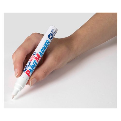 Artline 409 Permanent Paint Marker 4.0mm Chisel White - Sold Each (12 per Box)