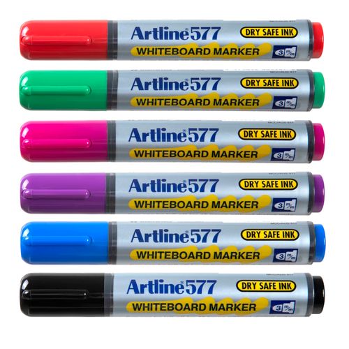 Artline 577 Whiteboard Marker 3mm Bullet Assorted Wallet 6