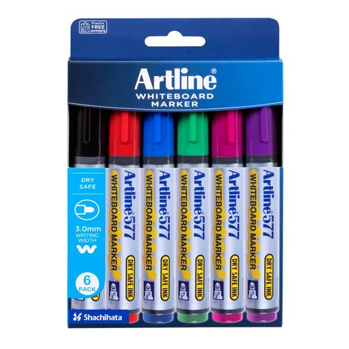 Artline 577 Whiteboard Marker 3mm Bullet Assorted Wallet 6