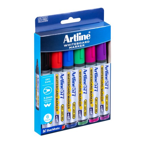 Artline 577 Whiteboard Marker 3mm Bullet Assorted Wallet 6