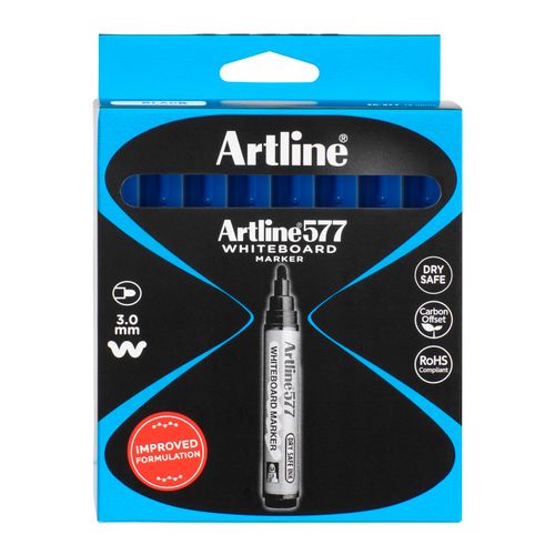 Artline 577 Whiteboard Marker 3mm Bullet Blue - Sold Each (12 per Box)