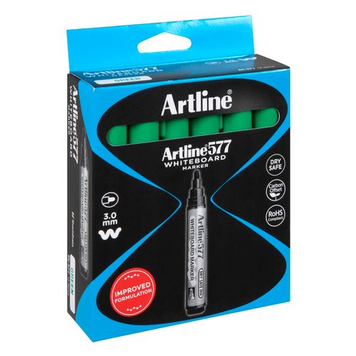 Artline 577 Whiteboard Marker 3mm Bullet Green - Sold Each (12 per Box)
