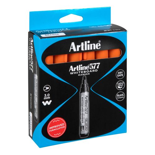 Artline 577 Whiteboard Marker 3mm Bullet Orange - Sold Each (12 per Box)
