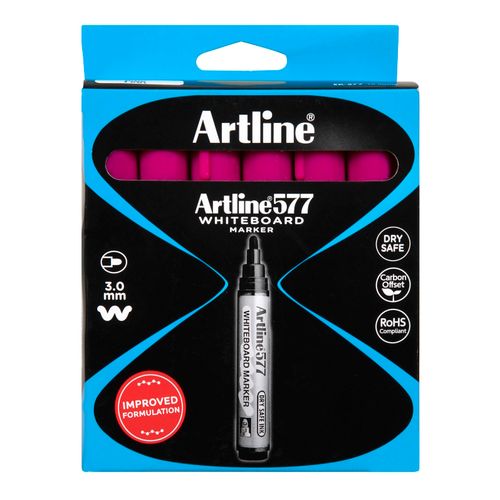 Artline 577 Whiteboard Marker 3mm Bullet Pink - Sold Each (12 per Box)