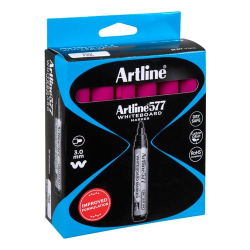 Artline 577 Whiteboard Marker 3mm Bullet Pink - Sold Each (12 per Box)
