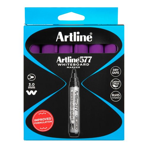 Artline 577 Whiteboard Marker 3mm Bullet Purple - Sold Each (12 per Box)