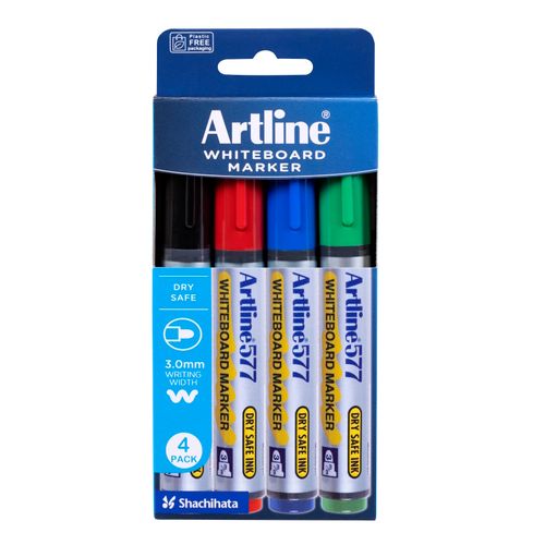 Artline 577 Whiteboard Marker 3mm Bullet Assorted Wallet 4