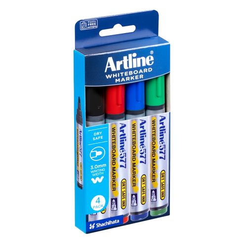 Artline 577 Whiteboard Marker 3mm Bullet Assorted Wallet 4