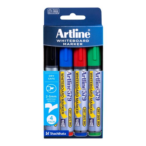 Artline 579 Whiteboard Marker 5mm Chisel Assorted Wallet 4