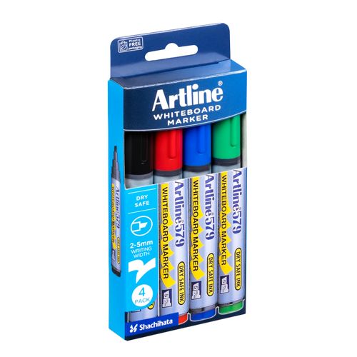 Artline 579 Whiteboard Marker 5mm Chisel Assorted Wallet 4