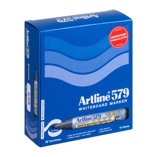 Artline 579 Whiteboard Marker 5mm Chisel Nib Black - Sold Each (12 per Box)