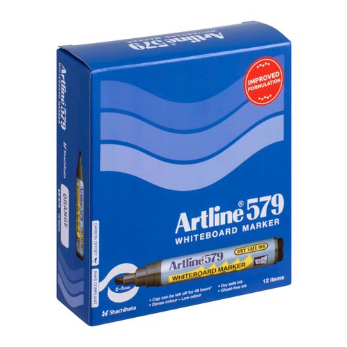 Artline 579 Whiteboard Marker 5mm Chisel Nib Orange - Sold Each (12 per Box)