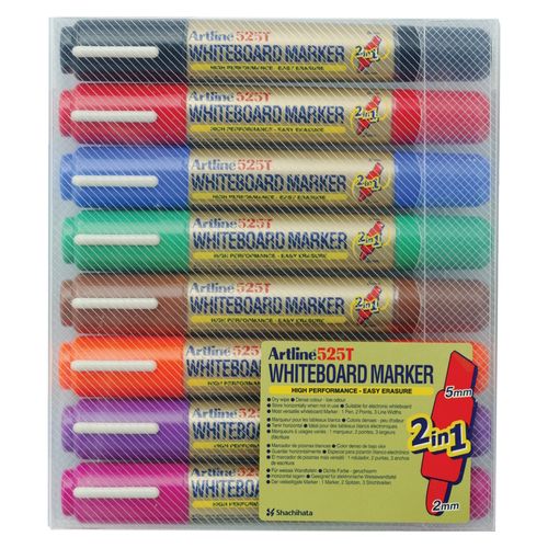 Artline 525T Whiteboard Marker Dual Nib Assorted Wallet 8