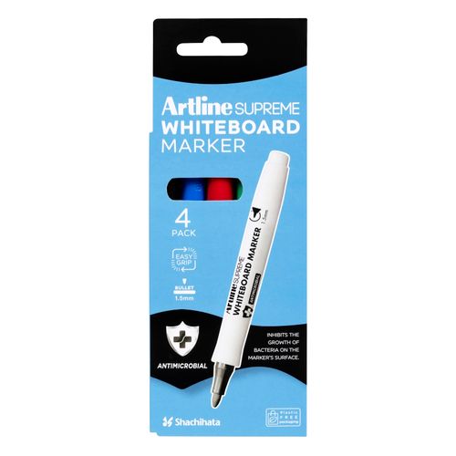 Artline Supreme Whiteboard Marker Bullet 1.5mm Assorted Pack 4