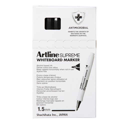 Artline Supreme Whiteboard Marker Bullet 1.5mm Black - Sold Each (12 per Box)