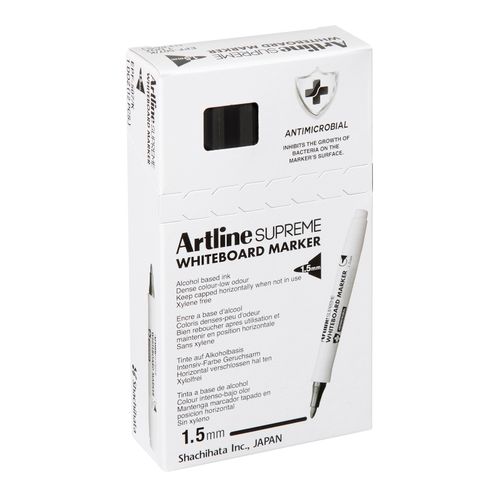 Artline Supreme Whiteboard Marker Bullet 1.5mm Black - Sold Each (12 per Box)