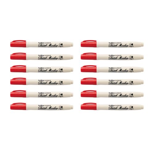 Artline Supreme Brush Marker Red Box 12