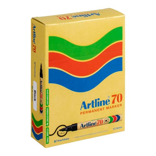 Artline 70 Permanent Marker 1.5mm Bullet Nib Black - Sold Each (12 per Box)
