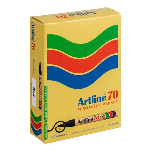 Artline 70 Permanent Marker 1.5mm Bullet Nib Red - Sold Each (12 per Box)