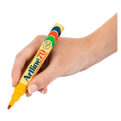 Artline 70 Permanent Marker 1.5mm Bullet Nib Yellow - Sold Each (12 per Box)