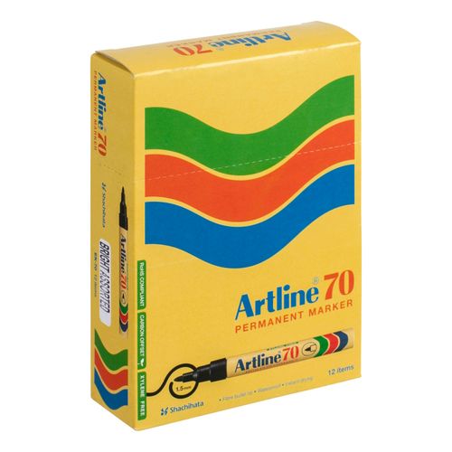 Artline 70 Permanent Marker 1.5mm Bullet Nib Brights Assorted Box 12