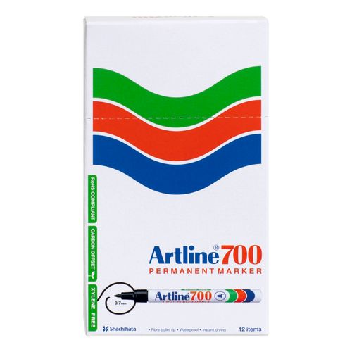 Artline 700 Permanent Marker 0.7mm Bullet Nib Black - Sold Each (12 per Box)