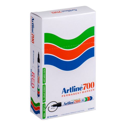 Artline 700 Permanent Marker 0.7mm Bullet Nib Red - Sold Each (12 per Box)