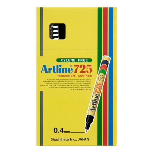 Artline 725 Permanent Marker 0.4mm Plastic Nib Black - Sold Each (12 per Box)