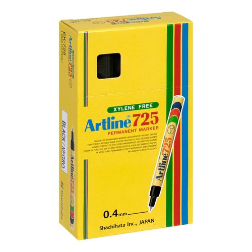 Artline 725 Permanent Marker 0.4mm Plastic Nib Black - Sold Each (12 per Box)
