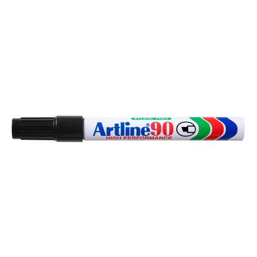 Artline 90 Permanent Marker 5mm Chisel Nib Black - Sold Each (12 per Box)